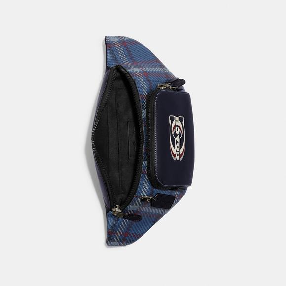 NWT Coach Outlet Track Belt Bag With Plaid Print And Coach Stamp - Picture 2 of 5
